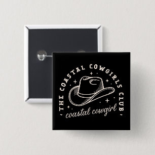 Coastal disco cosmic cowgirls black aesthetic 2 inch square button