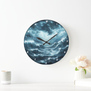 Coastal Drama" - Ocean Waves Large Clock