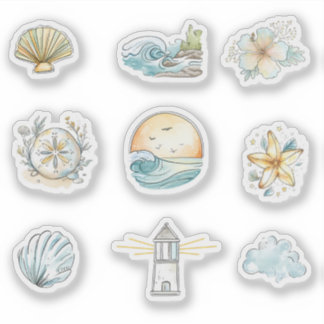 Coastal Dreams – Watercolor Summer Sticker Set