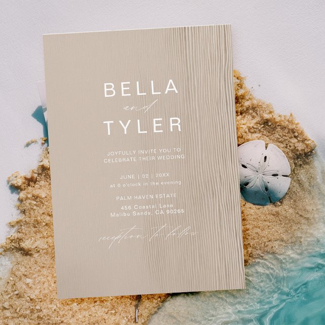 Coastal Driftwood Ivory Beach Ocean Modern Wedding Invitation (coastal wedding invitation ocean sea beach driftwood ecru white organic natural modern romantic)