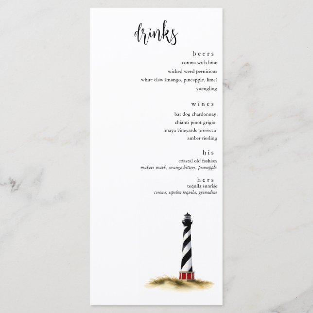 Coastal Drinks Menu (Front)