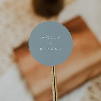 Coastal Dusty Aqua Wedding Favour Classic Round Sticker