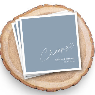 Coastal Dusty Blue Signature Cheers Wedding Napkin