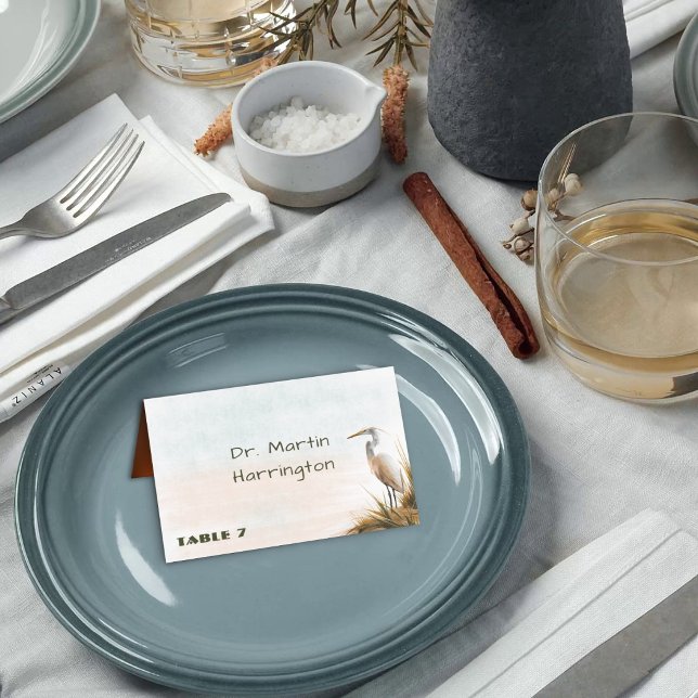 Coastal Egret Name Template Seating Table Number (Creator Uploaded)