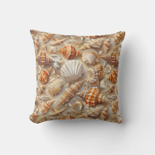 Coastal Elegance Seashell Pattern Throw Pillow