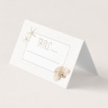 Coastal Elegance Wedding Table Number Place Card<br><div class="desc">Enhance your seaside wedding tablescape with the Coastal Elegance Wedding Table Number Place Card. Designed with a sophisticated faux linen texture, this place card beautifully captures the charm of a coastal celebration. A delicate starfish and lush tropical flowers add a refined touch of the ocean, perfectly complementing your beach, destination,...</div>