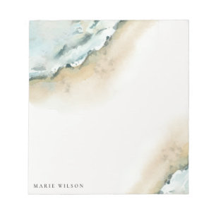 Coastal Elegant Sea Waves Sand Beach Watercolor  Notepad