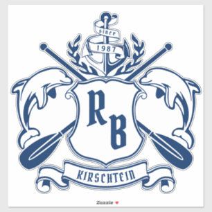 Coastal Emblem Dolphins Anchor Oar Shield Nautical