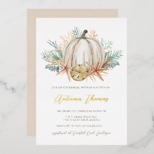 Coastal Fall Pumpkin and Seashells Bridal Shower