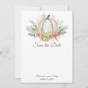 Coastal Fall Pumpkin & Seashells Save the Date Invitation