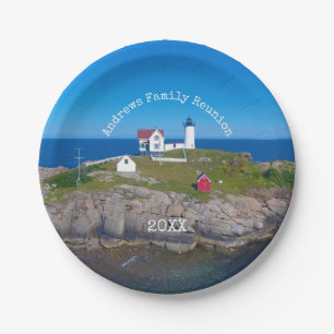Coastal Family Reunion Nubble Lighthouse Paper Plate
