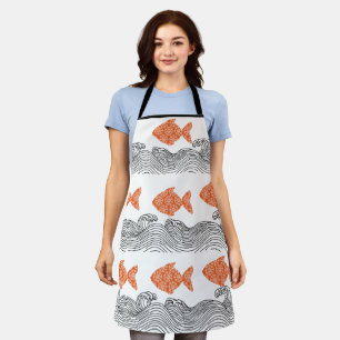 Coastal Fish and Waves Apron