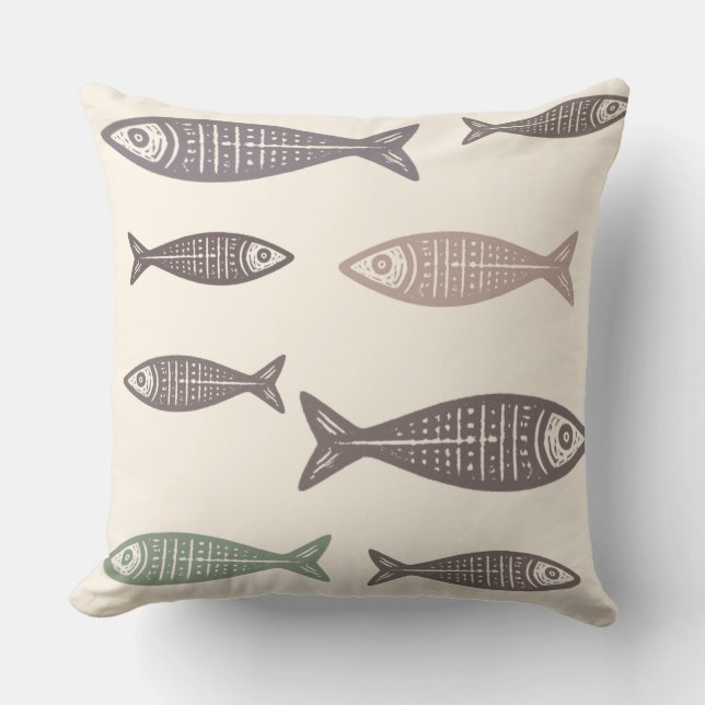 Coastal Fish Pattern Pillow (Front)