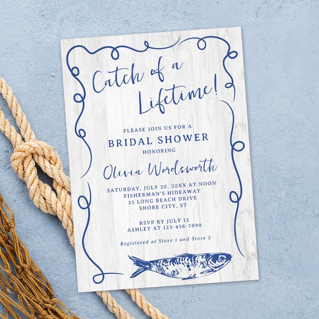 Coastal Fish Rustic Whimsical Bridal Shower Invitation (Creator Uploaded)