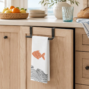 Coastal Fish & Waves Kitchen Towel