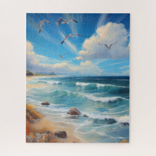 Coastal Flight Shoreline Seagulls Jigsaw Puzzle