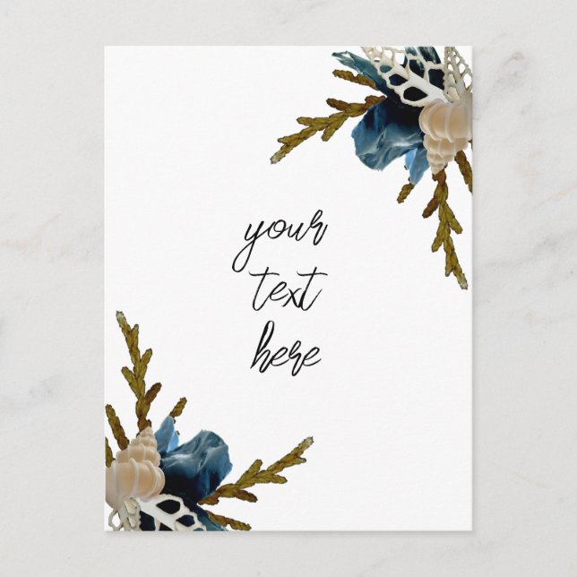 Coastal floral bouquet marine folded greeting card (Front)