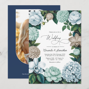 Coastal Fog/Seafoam Tint & Driftwood Beige Wedding Invitation