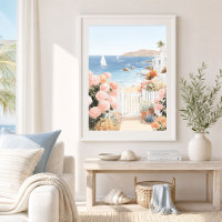 Coastal Garden View Sailing Boats Art Print