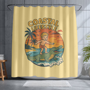 Coastal Gator Alligator Surfing   Retro Surf Beach