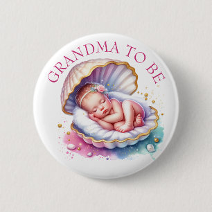 Coastal Girl's Baby Shower Grandma to be 2 Inch Round Button