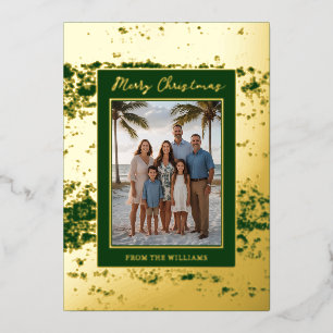 Coastal Glam Foil Christmas Card Template Custom