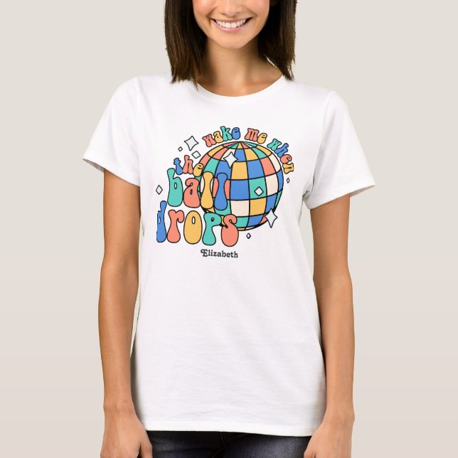 Coastal Glow Retro Happy New Year Party T-Shirt (Front)