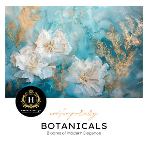 Coastal Gold White Floral Seaweed Tissue Paper 