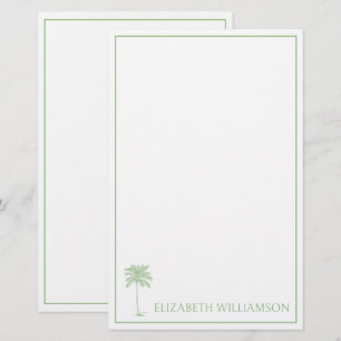Coastal Green Palmetto Palm Tree Personalized Stationery