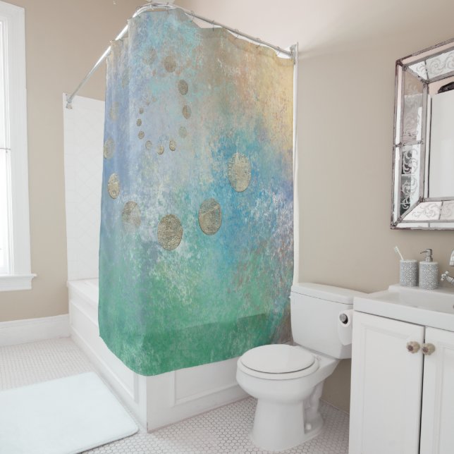 Coastal Grunge | Blue and Green Watercolor Gold (In Situ)
