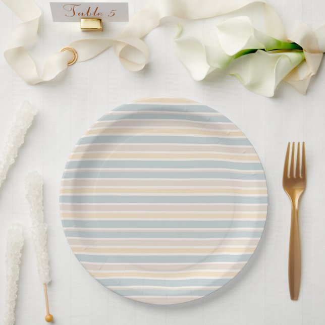 Coastal Hamptons Stripe  Paper Plate (Wedding)