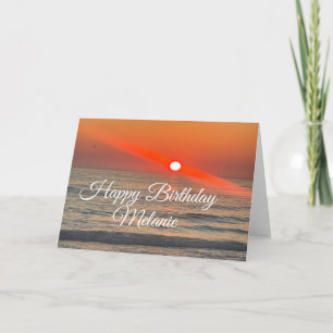 Coastal Happy Birthday Sunset Beach Bright Card