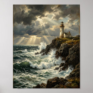 Coastal Headland Lighthouse Waves I Poster