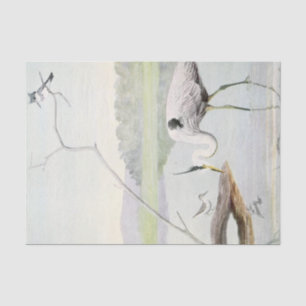 Coastal heron, kingfisher and sandpiper watercolor tissue paper