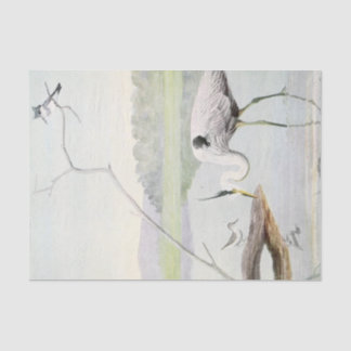 Coastal heron, kingfisher and sandpiper watercolor tissue paper