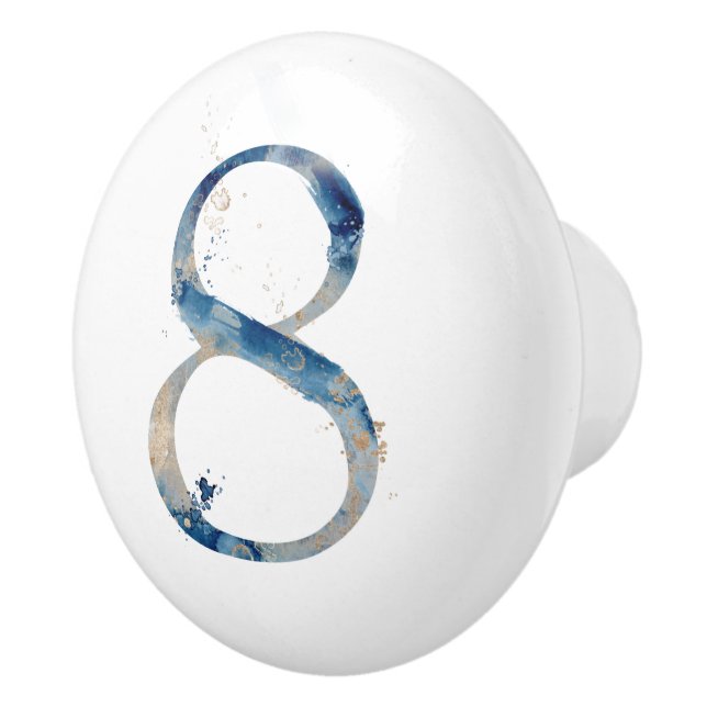 Coastal Home blue brown watercolor Nr 8 Ceramic Knob (Right)