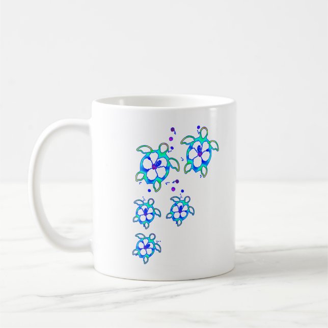 Coastal Honu Hawaiian Turtles Coffee Mug (Left)