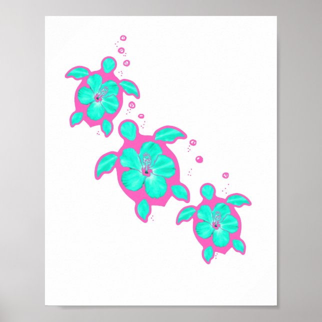 Coastal Honu Hawaiian Turtles Poster (Front)