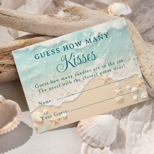 Coastal How Many Kisses Candy Bridal Shower Game Enclosure Card