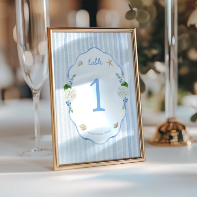 Coastal Hydrangea Bridal Shower Table Number (Creator Uploaded)