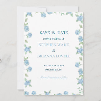 Coastal Hydrangea Save the Date  Invitation