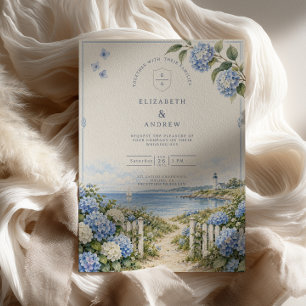Coastal Hydrangea Wedding Invitation