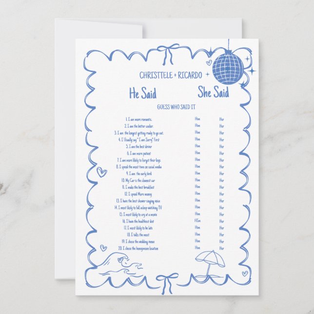 Coastal Il dit qu'elle a dit la carte de jeu de do (Devant)