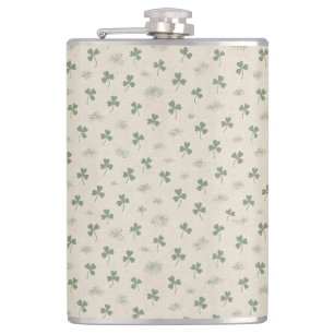Coastal Irish Linen Shamrock St. Patrick's Day Gre Hip Flask