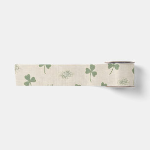 Coastal Irish Linen Shamrock St. Patrick's Day Gre Satin Ribbon