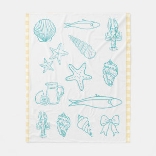 Coastal Italian Kitchen Print   Sorrento Blue  Fleece Blanket