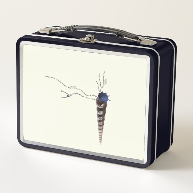 Coastal Japandi floral poem art back to school Metal Lunch Box (Front)