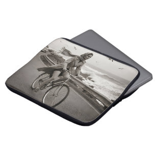 Coastal journey vintage monochrome laptop sleeve