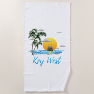 Coastal Key West Sailing Sunset Beach Towel