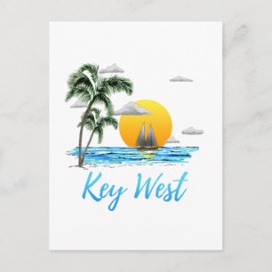 Coastal Key West Sailing Sunset Postcard
